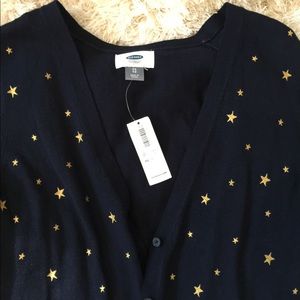 NWT Navy Embroidered Gold Stars Cardigan 🌟